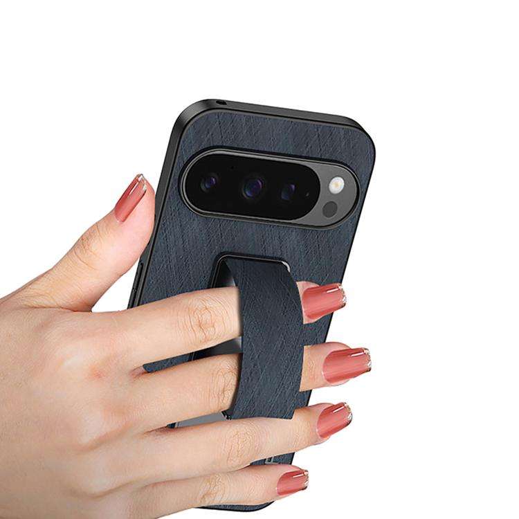For Google Pixel 10 / 10 Pro Electroplating Wristband Holder Brushed Texture Phone Case(Blue)