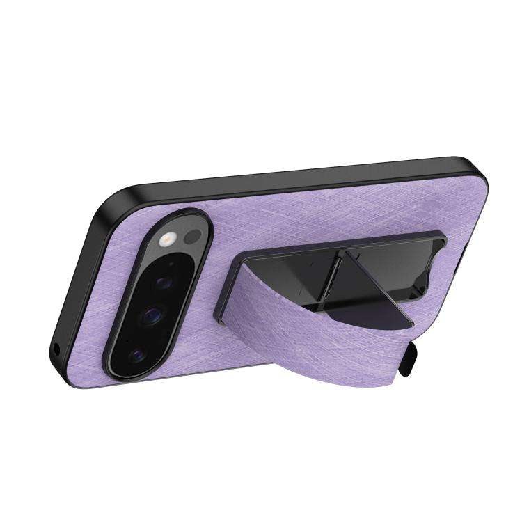 For Google Pixel 10 / 10 Pro Electroplating Wristband Holder Brushed Texture Phone Case(Purple)