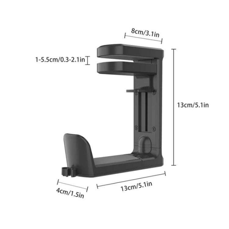 XWJ-EJJ01 360 Degree Rotatable Under Desk Storage Bracket Gaming Headset Holder(Black)