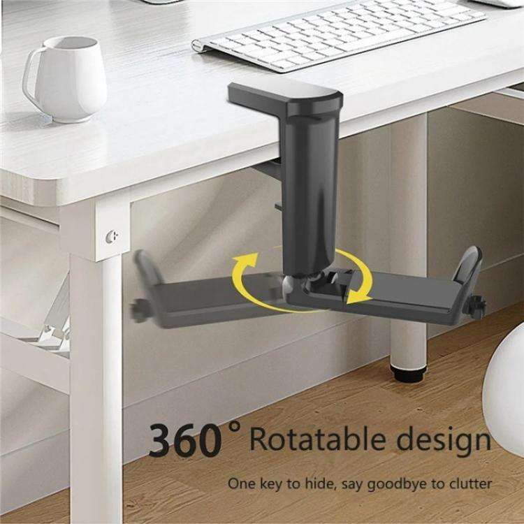 XWJ-EJJ01 360 Degree Rotatable Under Desk Storage Bracket Gaming Headset Holder(Black)