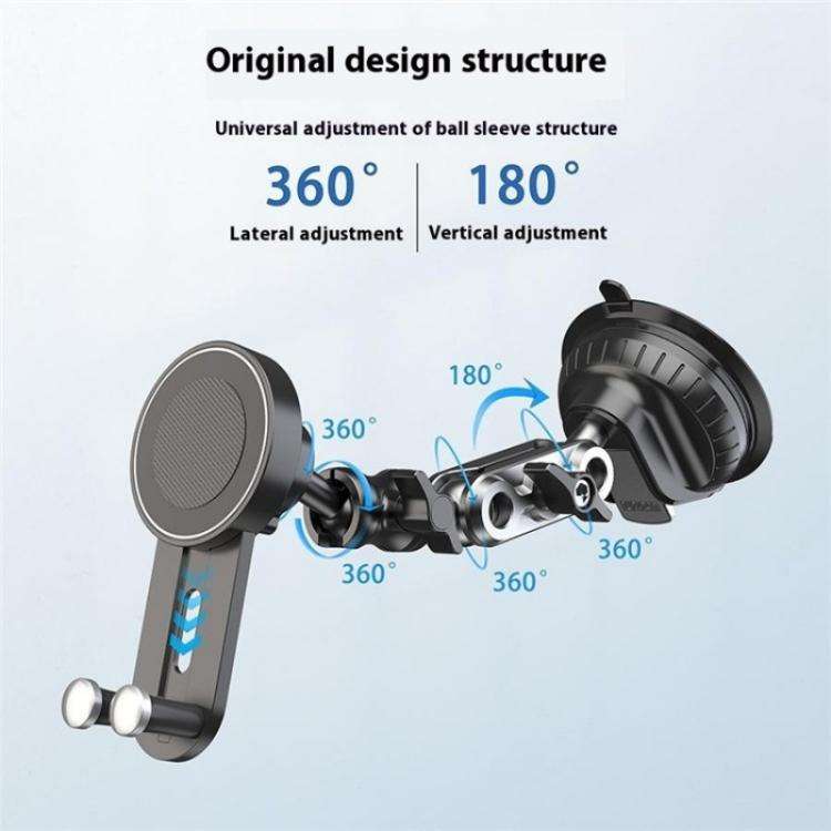 XWJ037 Suction Cup Base Long Arm Cellphone Bracket Short Type MagSafe Car Phone Holder
