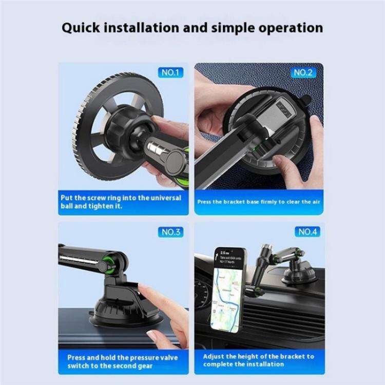 XWJ-JX04 Dashboard Windshield Magnetic Car Mount Suction Cup Base Long Arm Holder(Single Hole)