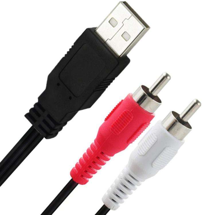 JUNSUNMAY 1.5m USB 2.0 Male to 2 RCA Male Video AV Converter Audio Splitter Cable