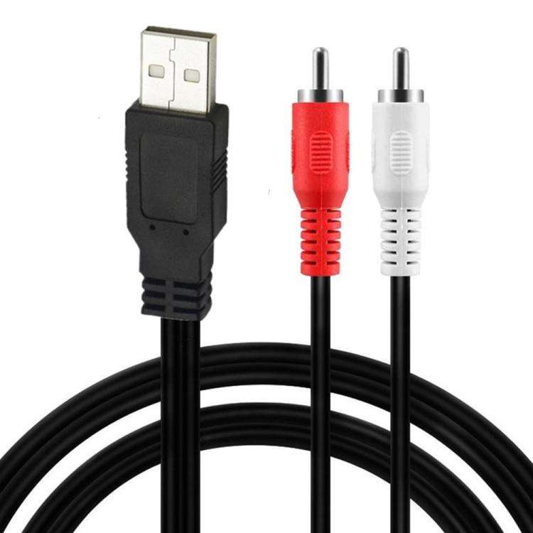 JUNSUNMAY 1.5m USB 2.0 Male to 2 RCA Male Video AV Converter Audio Splitter Cable