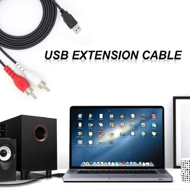 JUNSUNMAY 1.5m USB 2.0 Male to 2 RCA Male Video AV Converter Audio Splitter Cable
