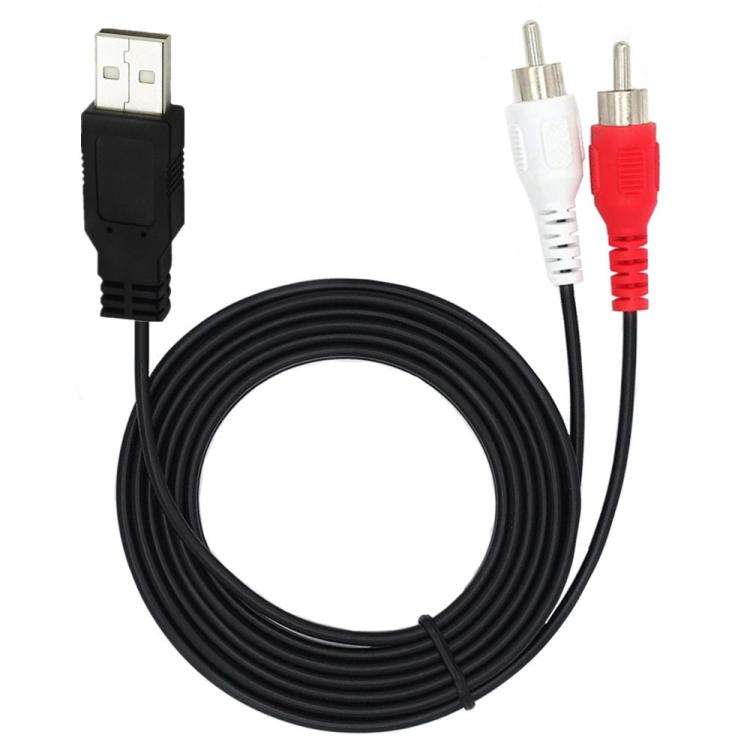 JUNSUNMAY 1.5m USB 2.0 Male to 2 RCA Male Video AV Converter Audio Splitter Cable
