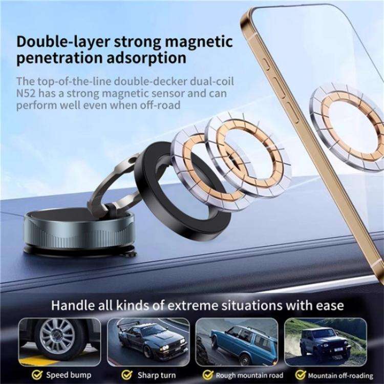 X28 Vacuum Suction Phone Mount 360 Degree Rotating Magnetic Car Phone Holder(Black)