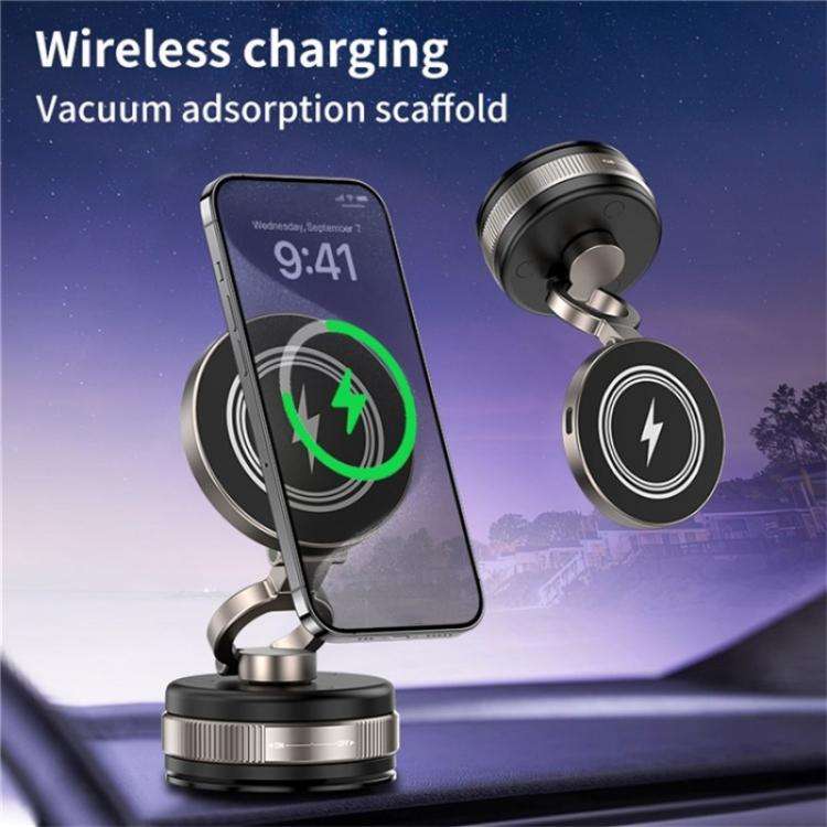 D1W Wireless Charger Magnetic Car Phone Holder Foldable Vacuum Suction Phone Mount Stand