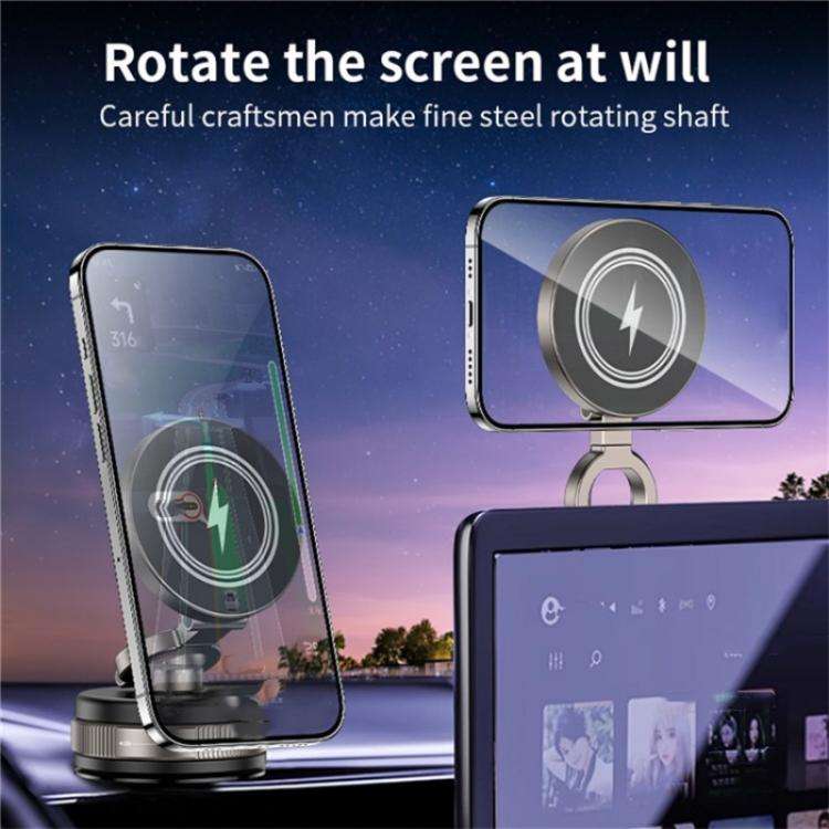 D1W Wireless Charger Magnetic Car Phone Holder Foldable Vacuum Suction Phone Mount Stand