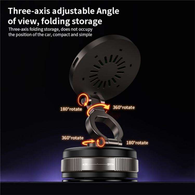 D1W Wireless Charger Magnetic Car Phone Holder Foldable Vacuum Suction Phone Mount Stand