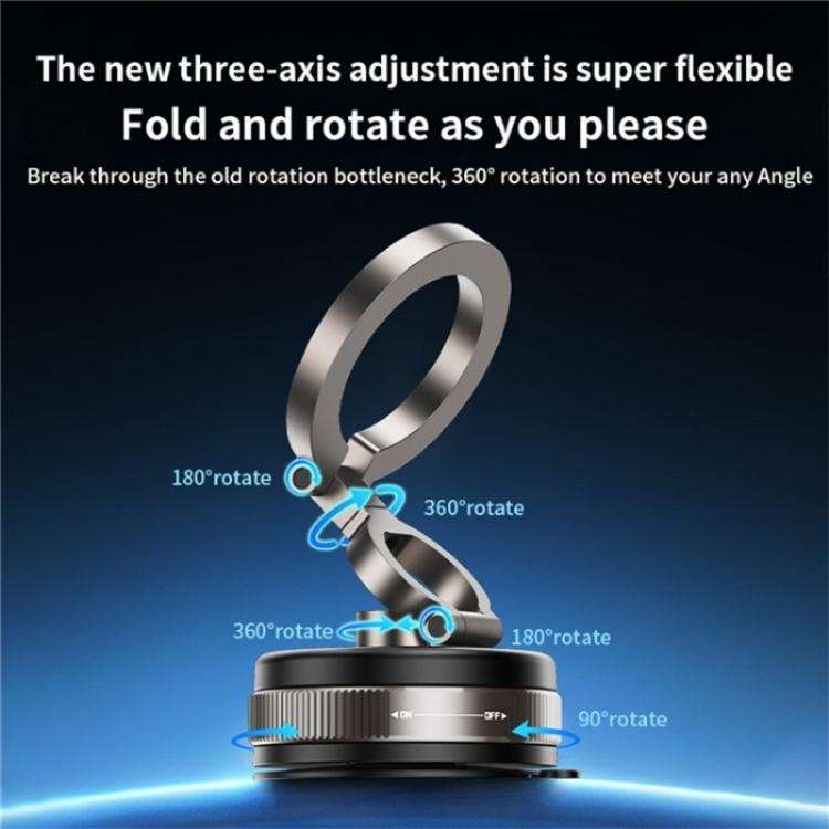 D1X Hands-Free Suction Cup Phone Holder Foldable Vacuum Magnetic Car Phone Mount