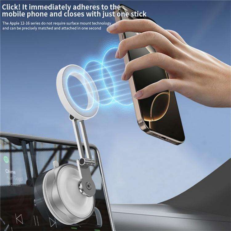 X30 Car Foldable Cell Phone Stand Suction Cup Mount Vacuum Magnetic Car Phone Holder(White)