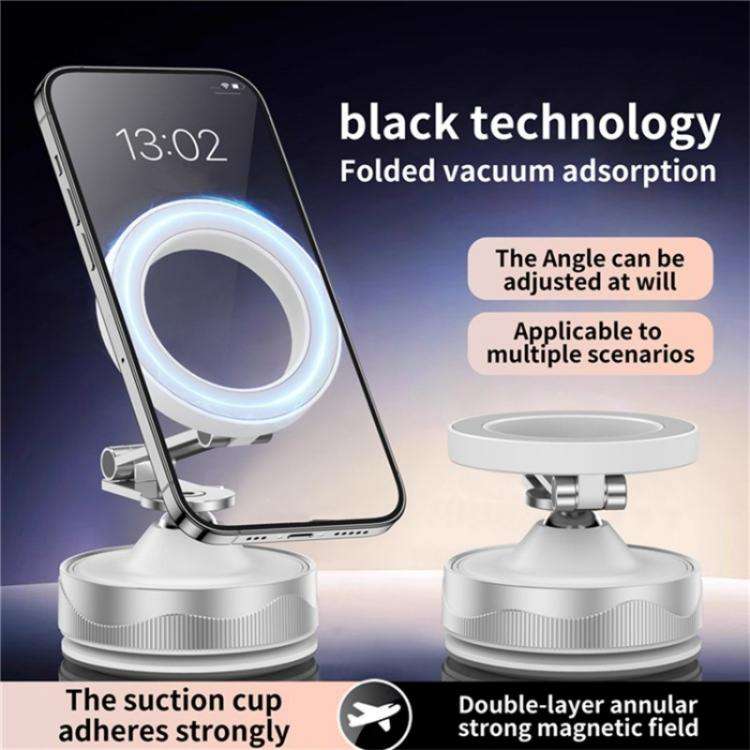 X30 Car Foldable Cell Phone Stand Suction Cup Mount Vacuum Magnetic Car Phone Holder(Black)