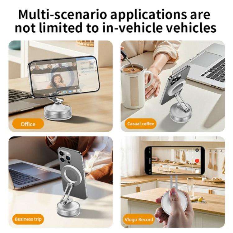 X30 Car Foldable Cell Phone Stand Suction Cup Mount Vacuum Magnetic Car Phone Holder(White)