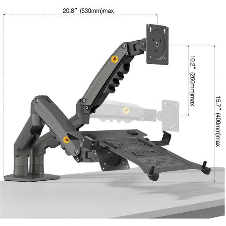 NORTH BAYOU F160-FP Tray Dual Arm Bracket Monitor Desk Mount Adjustable Laptop Holder(White)