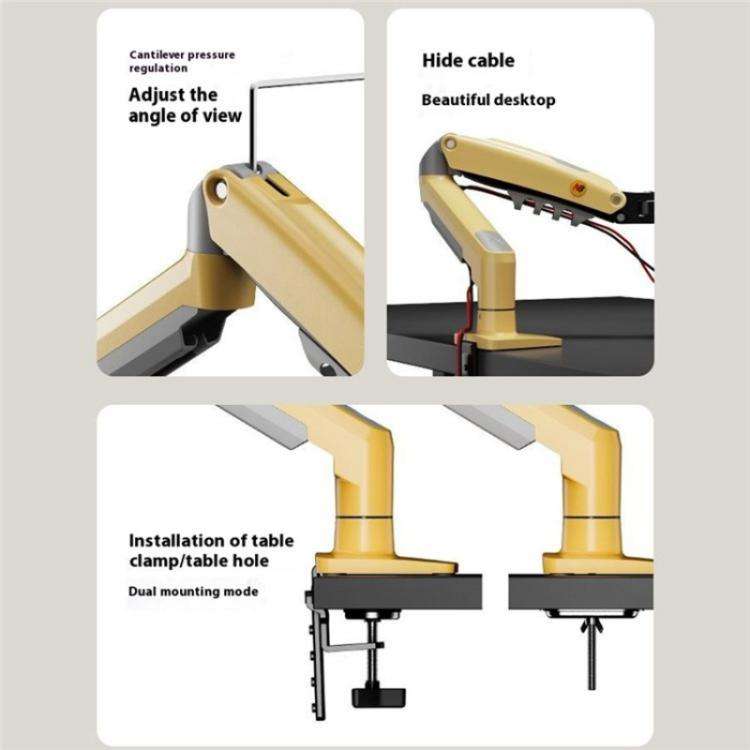 NORTH BAYOU F80 Adjustable Height Monitor Arm 17-30 Inch Displays Desk Mount Stand(Yellow)