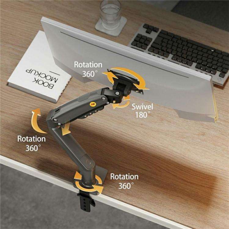 NORTH BAYOU F80 White Adjustable Height Mechanical Desk Mount 17-30 Inch Displays Stand