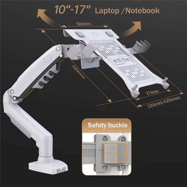 NORTH BAYOU F80-FP For 17-30 Inch Laptop Height Adjustable Desktop Mount Bracket(White)