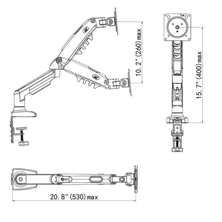 NORTH BAYOU F80-FP For 17-30 Inch Laptop Height Adjustable Desktop Mount Bracket(White)