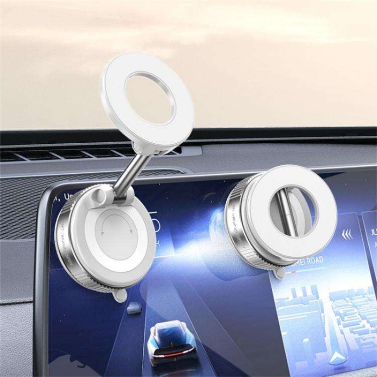 K007 Dashboard Stand 360 Degree Rotation Car Suction Cup Base Magnetic Mount Phone Holder(White)