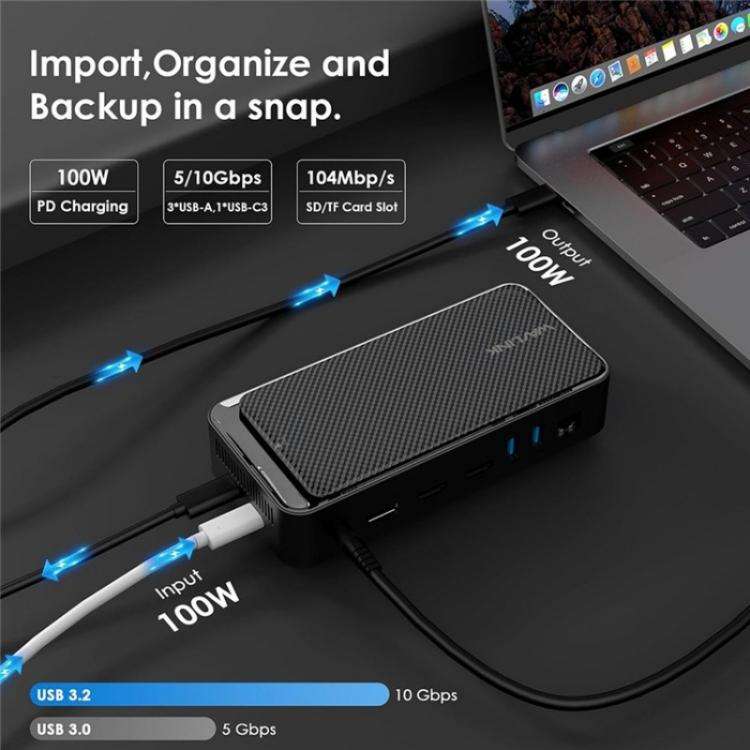 WAVLINK UMD23M For Laptop Tablet 13 in 1 USB-C Hub 10Gbps M.2 Pcie / SATA SSD Enclosure(US Plug)