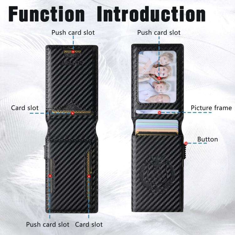 The Suteni carbon fiber pattern button automatically pops out the veneered printed card box(Black)