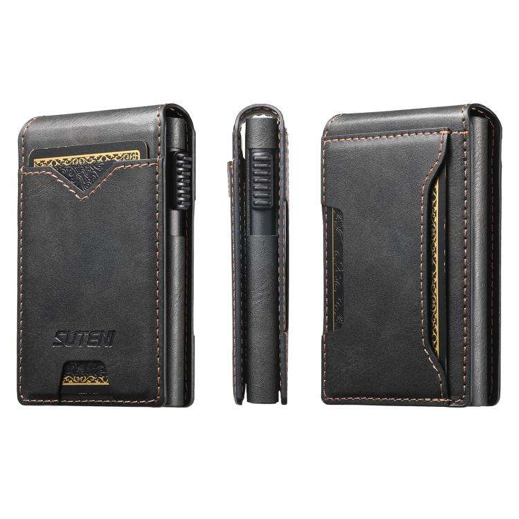 The Suteni oil wax pattern button automatically pops out the veneered printed card box(Black)