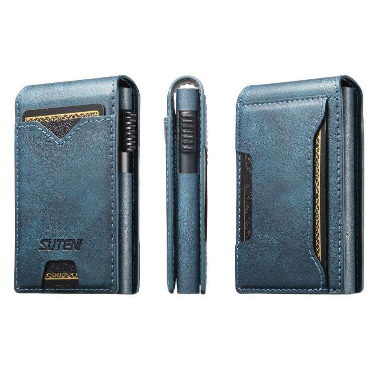 The Suteni oil wax pattern button automatically pops out the veneered printed card box(Blue)
