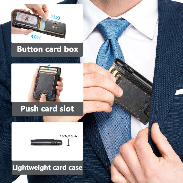 The Suteni oil wax pattern button automatically pops out the elastic band card box(Black)