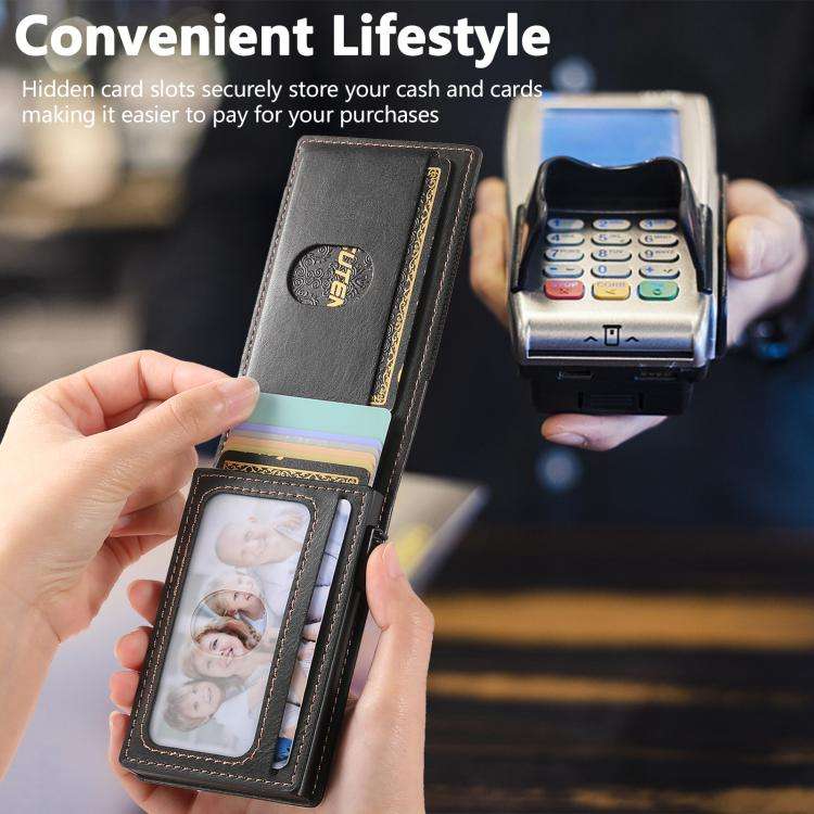 The Suteni oil wax pattern button automatically pops out the elastic band card box(Black)