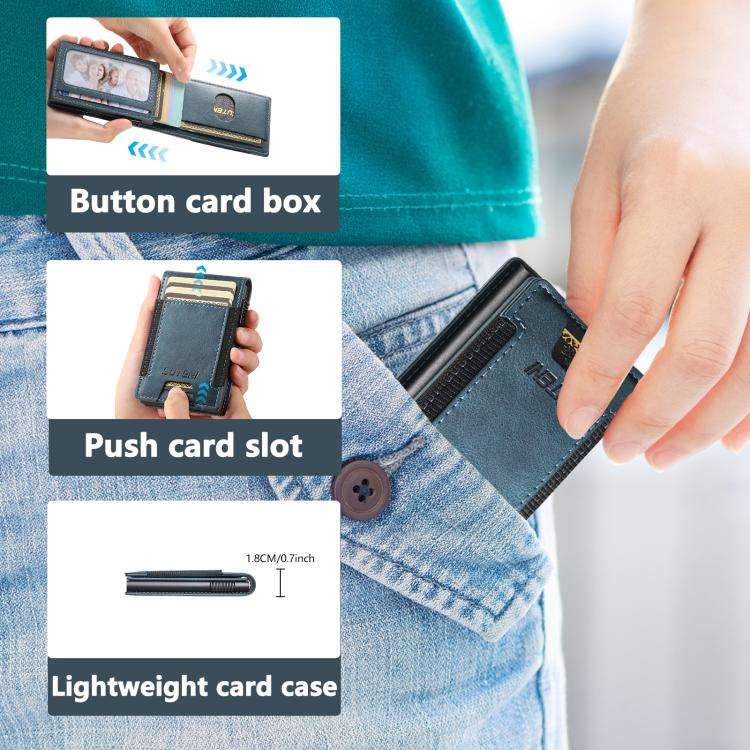The Suteni oil wax pattern button automatically pops out the elastic band card box(Blue)