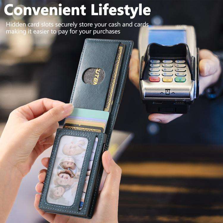 The Suteni oil wax pattern button automatically pops out the elastic band card box(Blue)
