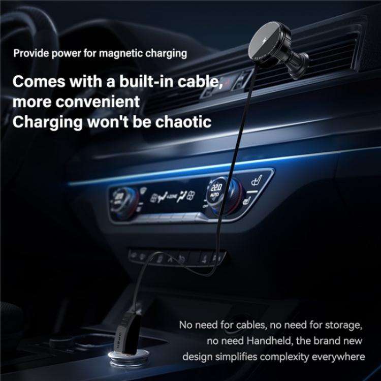 X02 With Retractable Cable 15W Car Air Vent Mount Magnetic Phone Holder Wireless Charger(Silver)