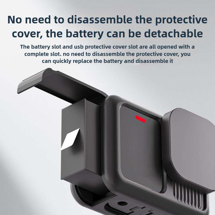For GoPro HERO13 Black Silicone Protective Case with Wrist Strap & Lens Cover & Side Interface Cover