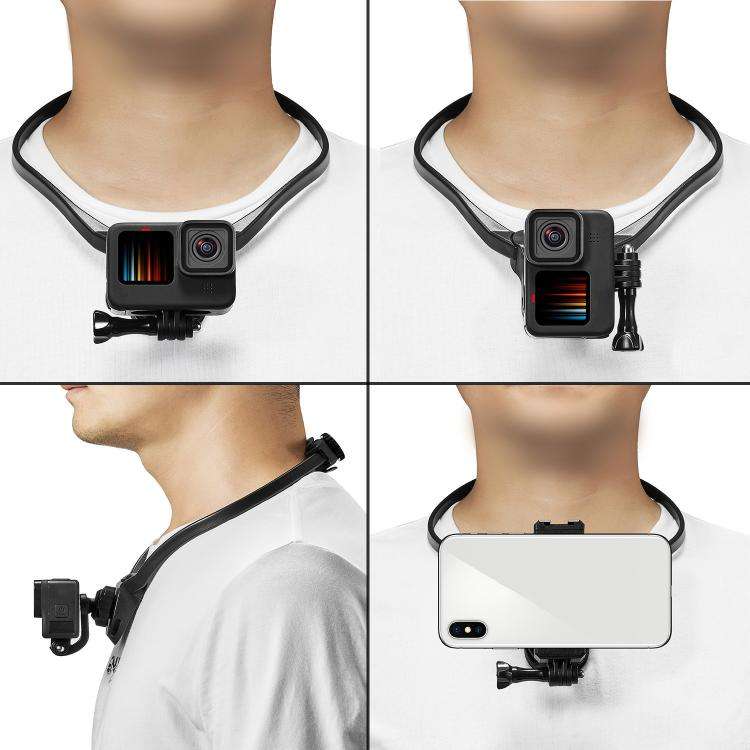 Sports Camera Lazy Neck Bracket Phone Clamp Mount(Black)