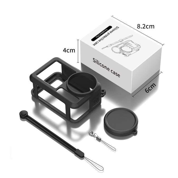 For DJI Action 5 Pro / 4 / 3 Soft Silicone Shockproof Protective Case Cover with Lens Cap(Black)