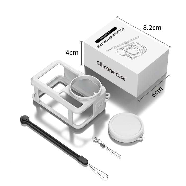 For DJI Action 5 Pro / 4 / 3 Soft Silicone Shockproof Protective Case Cover with Lens Cap(Gray Wh...