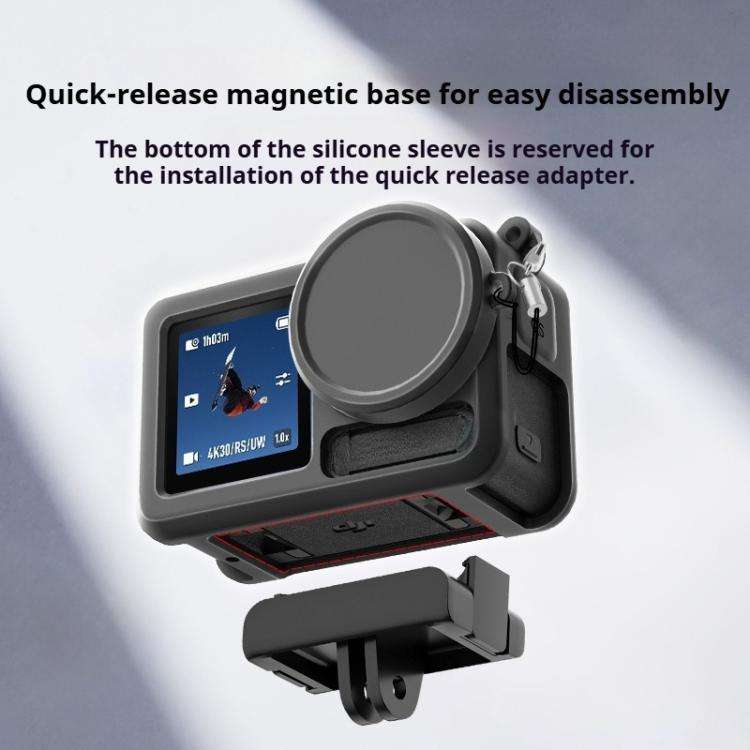 For DJI Action 5 Pro / 4 / 3 Soft Silicone Shockproof Protective Case Cover with Lens Cap(Gray Wh...