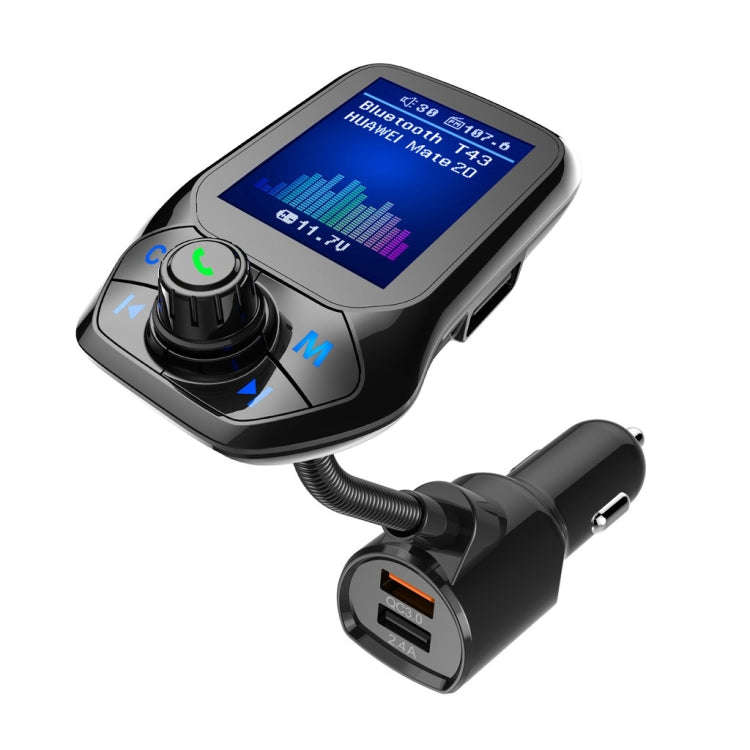 T43 Car Bluetooth Mp3 Multi-function Large Color Screen QC3.0 Bluetooth Car Charge Lossless Car B...