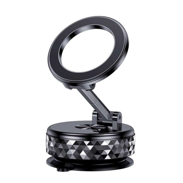 K12 Vacuum Suction Mount Foldable 360 Rotation Magnetic Car Phone Holder(Black)
