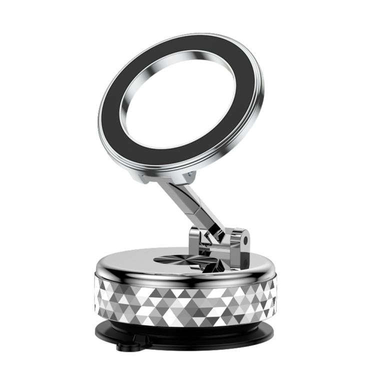 K12 Vacuum Suction Mount Foldable 360 Rotation Magnetic Car Phone Holder(Silver)