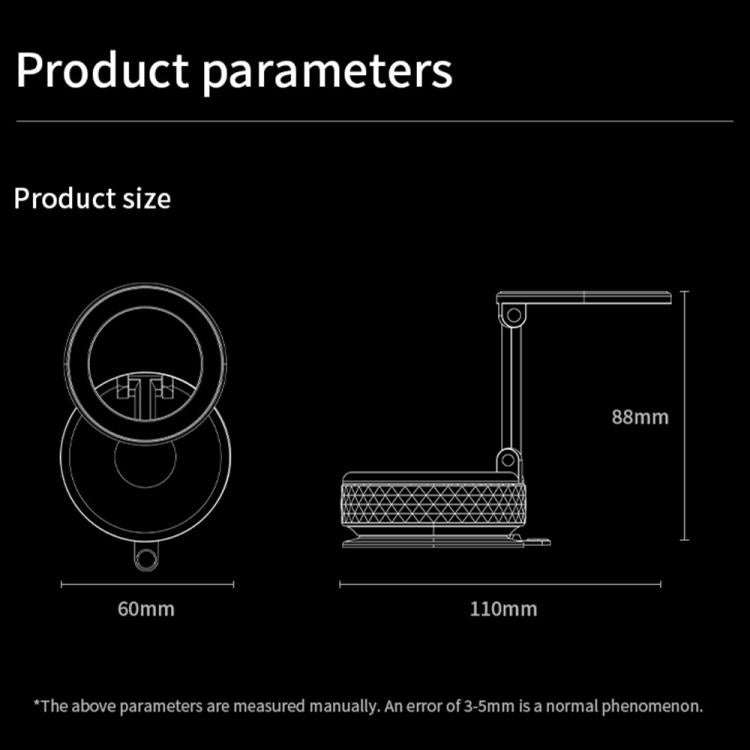 K12 Vacuum Suction Mount Foldable 360 Rotation Magnetic Car Phone Holder(Black)