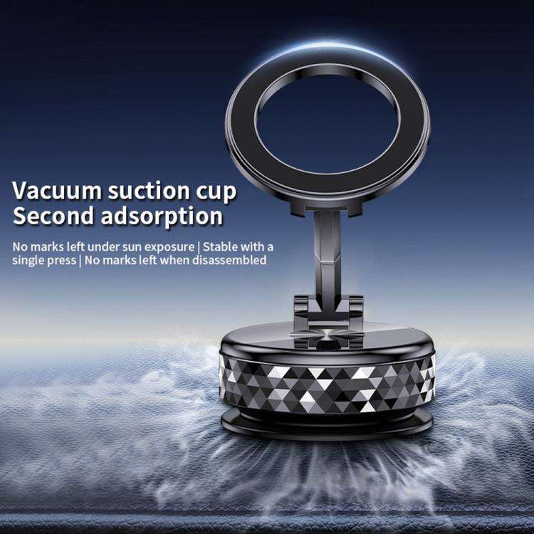 K12 Vacuum Suction Mount Foldable 360 Rotation Magnetic Car Phone Holder(Silver)