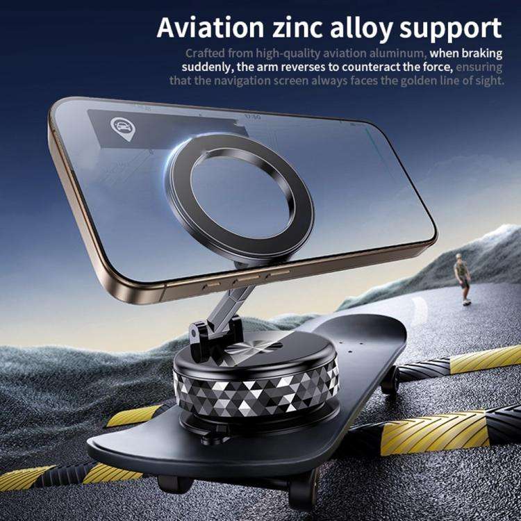K12 Vacuum Suction Mount Foldable 360 Rotation Magnetic Car Phone Holder(Silver)