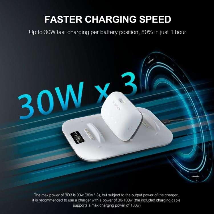 BOBOVR BD3 Charging Dock for 3x B100 Battery 30W Fast Charger Base