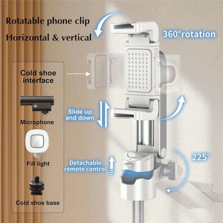 Jmary MT-18 Extendable Phone Holder Wireless Control Mini Phone Selfie Stick Tripod(White)