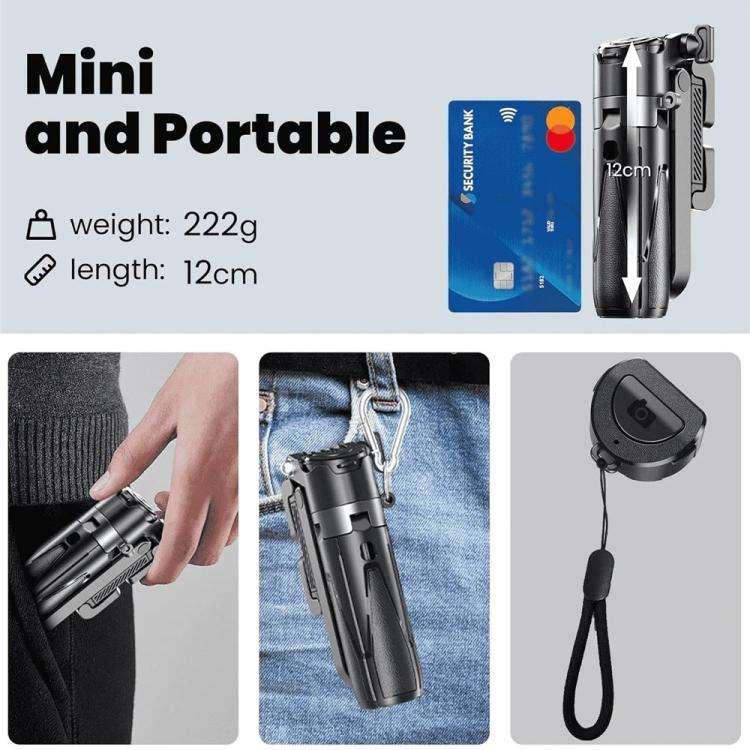 Jmary MT-18 Extendable Phone Holder Wireless Control Mini Phone Selfie Stick Tripod(Black)