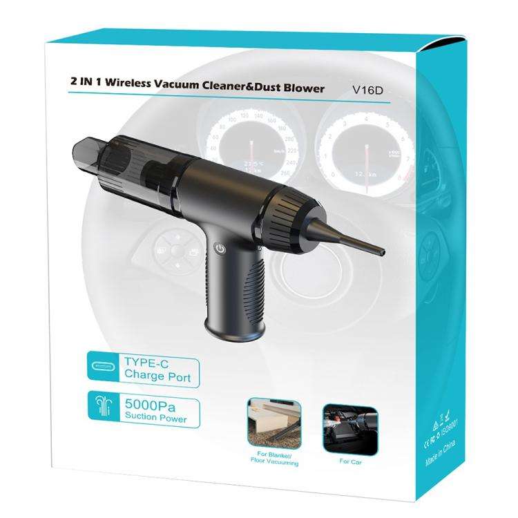 V16D 7 Nozzles 2 in 1 Car Vacuum Cleaner Powerful Suction Rechargeable Handheld Dust Blower