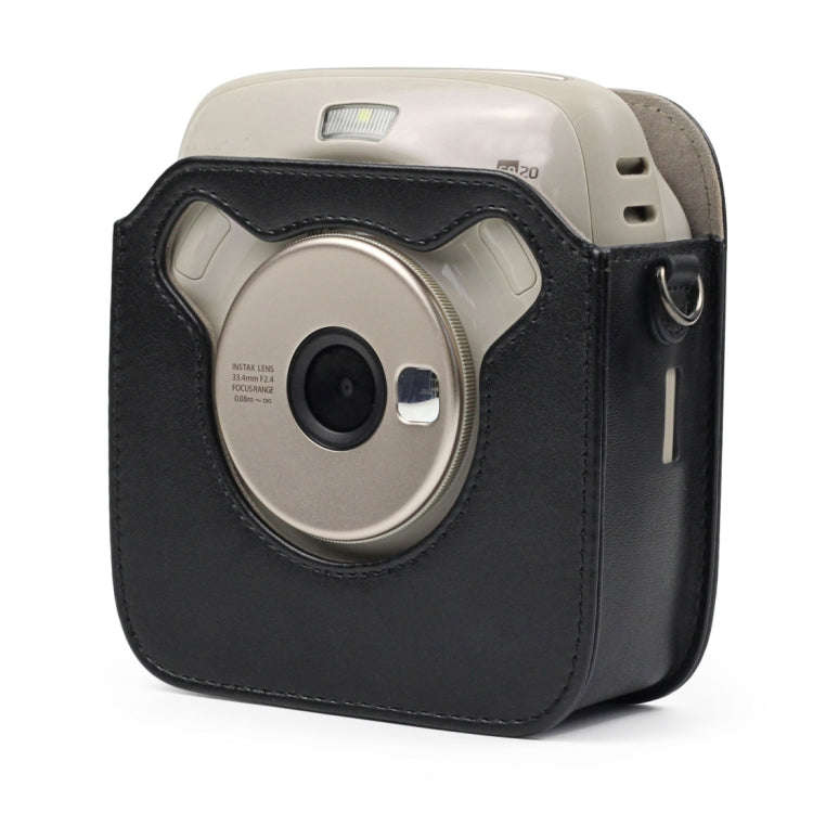 Full Body Camera PU Leather Case Bag with Strap for Fujifilm Instax Square SQ20(Black)