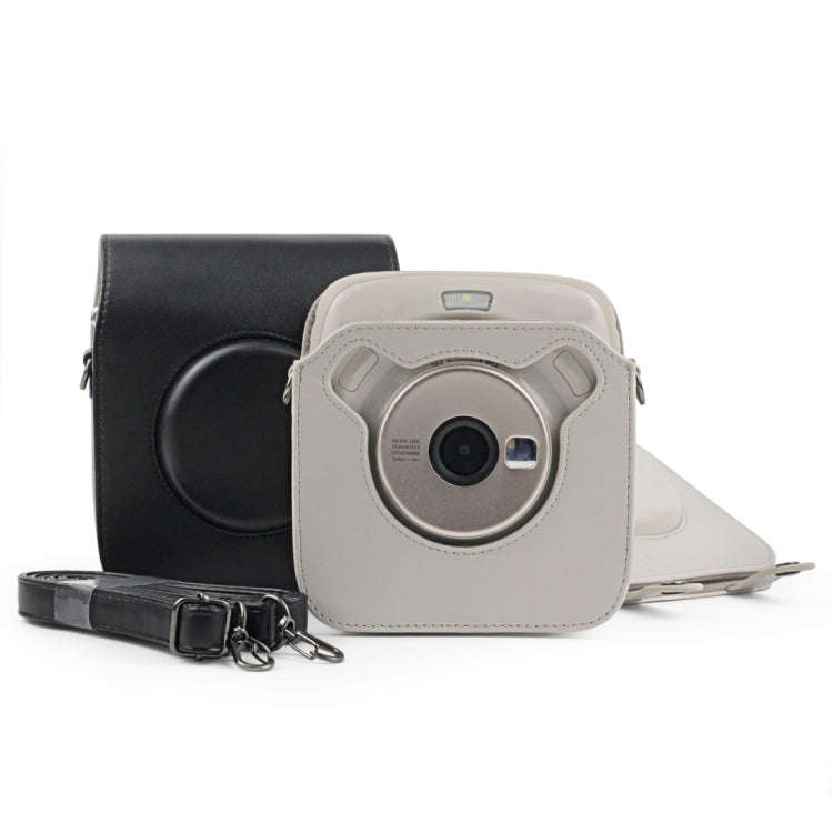 Full Body Camera PU Leather Case Bag with Strap for Fujifilm Instax Square SQ20(Black)